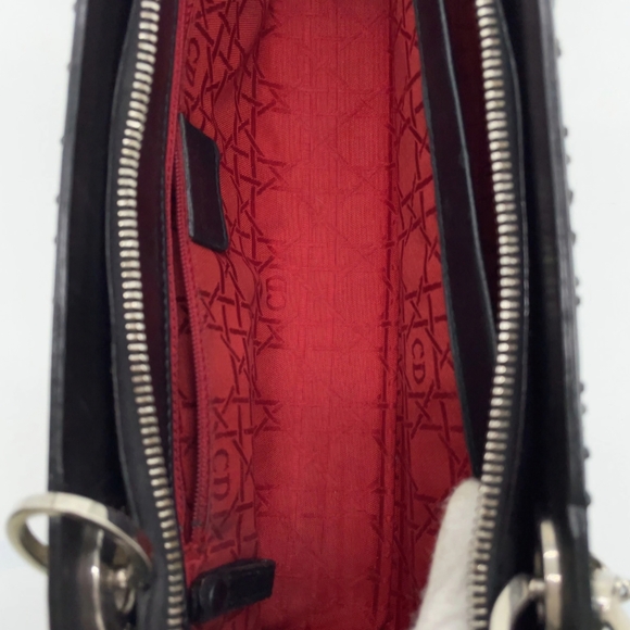 Sold Lady Dior By Christian Dior Black Studded Women's Bag Ex Condition - Picture 10 of 13